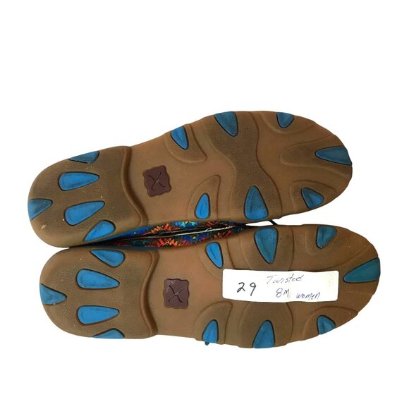 Twisted X Women's 8M Canvas Boat Shoe Driving Mocs Blue Aztec - Picture 8 of 9